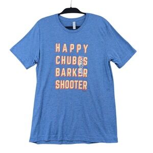 Swing Juice Happy Chubbs Barker Shooter Golf T-Shirt Mens Large Blue Heather NEW